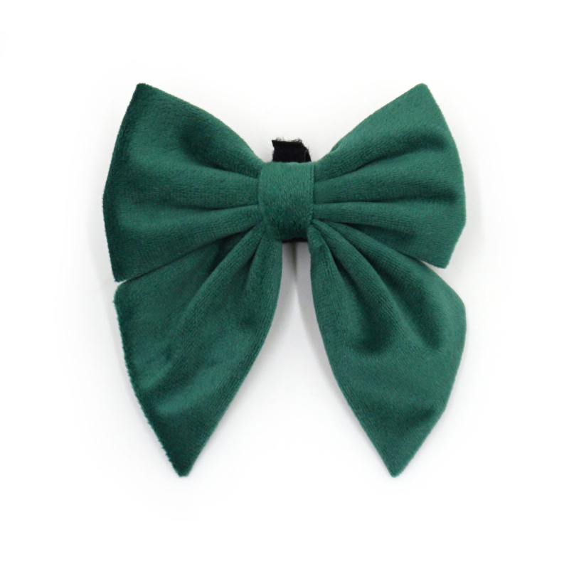 Guler de câine din velur cu funda, stil marin