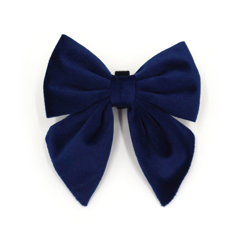 Guler de câine din velur cu funda, stil marin