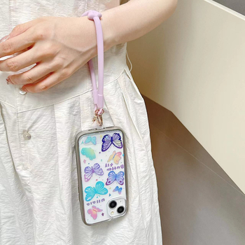 Каишка за мобилен телефон от силикон с панделка във формата на лък — силиконов материал, метална катарама, метален елемент на висулката