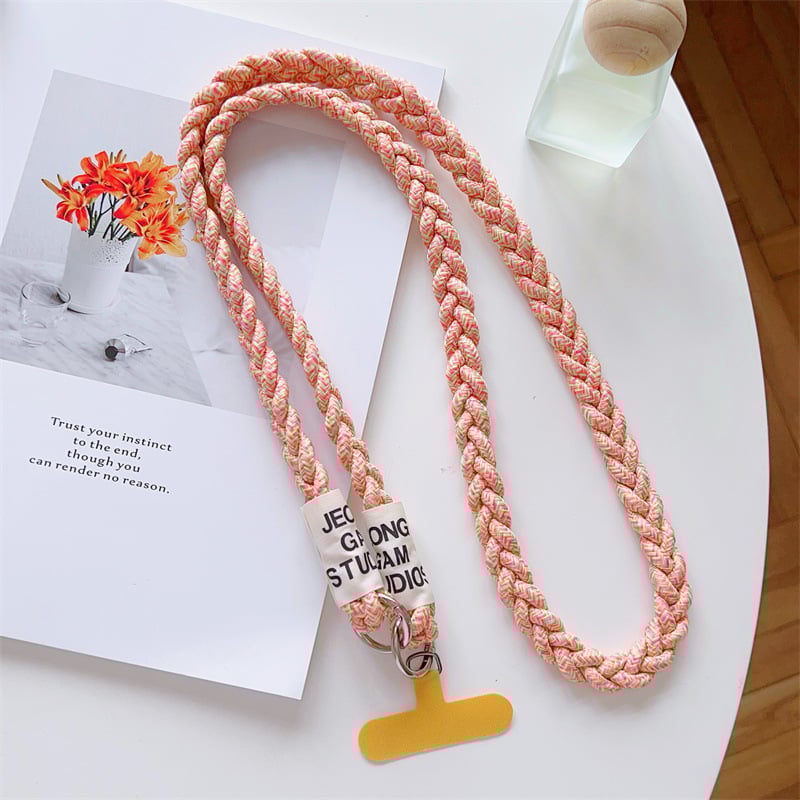 Шнур за мобилен телефон, ръчна изработка, полиестер, плетка от три нишки, метална катарама, унисекс