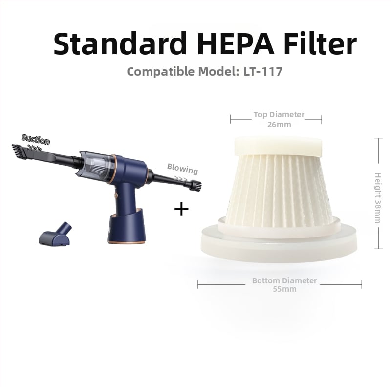 Портативна автомобилна прахосмукачка с метален HEPA филтър, миещ се, стерилизационна функция, 90W, 7.4V, 5500Pa всмукване