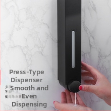 Δοσομετρητής σαπουνιού τοίχου - τύπου πατήματος, εγκατάσταση χωρίς διάτρηση, υλικό ABS+GPPS+PP, τεχνολογία έγχυσης, μοντέρνος μινιμαλισμός