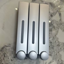 Δοσομετρητής σαπουνιού τοίχου - τύπου πατήματος, εγκατάσταση χωρίς διάτρηση, υλικό ABS+GPPS+PP, τεχνολογία έγχυσης, μοντέρνος μινιμαλισμός