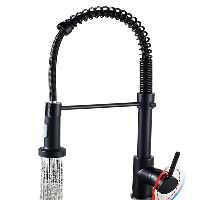 Kuhinjski faucet s toplom i hladnom vodom, američkog stila, rotirajući dvostruki izlaz, zaštita od prskanja, od nehrđajućeg čelika (model THCL-1; promjer ulaza/izlaza 20 mm; promjer sjedala ventila 50 mm; keramički disk ventila; uspravna montaža)