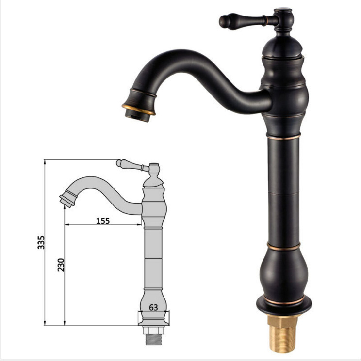 Bakreni kuhinjski miješajući faucet, vertikalna ugradnja, 1/2 inčni ulaz/izlaz, 0–90°C