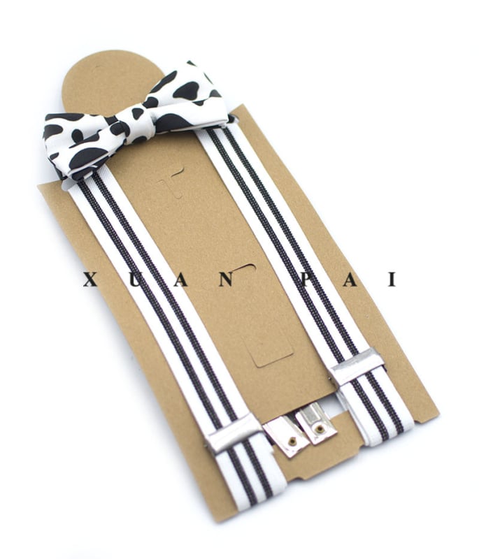 Bretele pentru copii, în dungi, cruce la spate, elastice, reglabile, 4 clipsuri