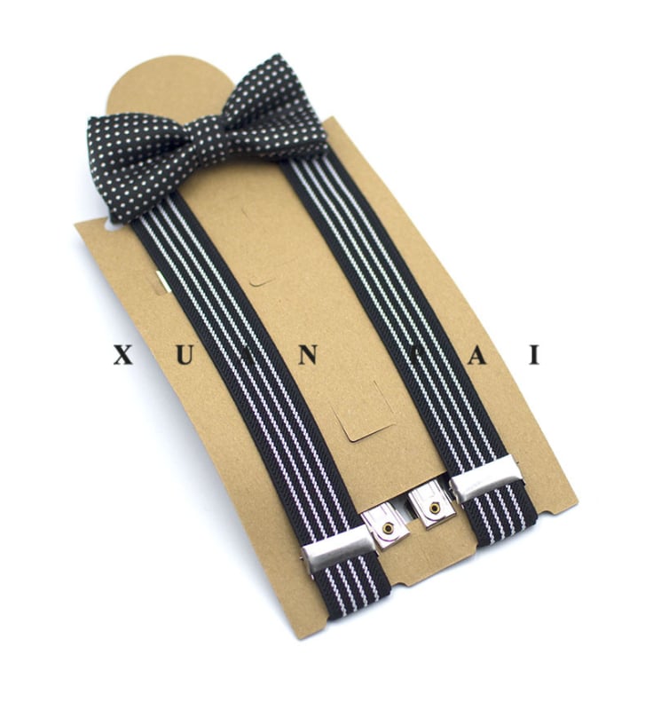 Bretele pentru copii, în dungi, cruce la spate, elastice, reglabile, 4 clipsuri