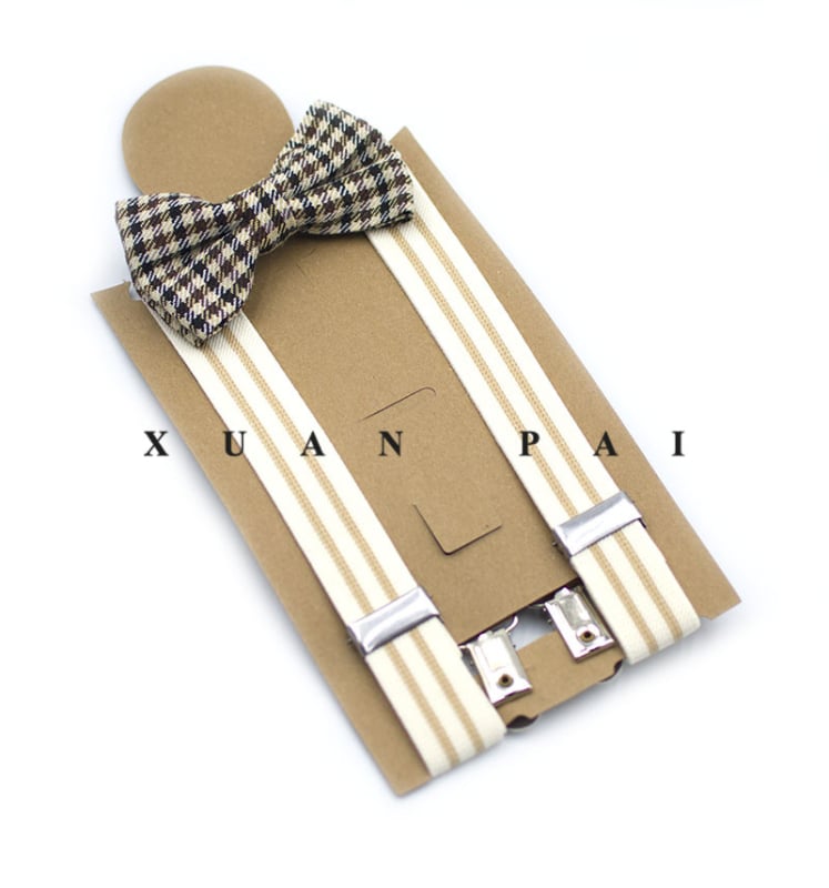 Bretele pentru copii, în dungi, cruce la spate, elastice, reglabile, 4 clipsuri