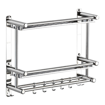 Ράγα πετσετών από ανοξείδωτο χάλυβα 304, χωρίς διάτρηση, 2 επίπεδα, μπάνιο, μέγιστο φορτίο 60 kg