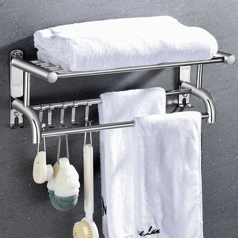 Ράγα πετσετών από ανοξείδωτο χάλυβα 304, χωρίς διάτρηση, 2 επίπεδα, μπάνιο, μέγιστο φορτίο 60 kg