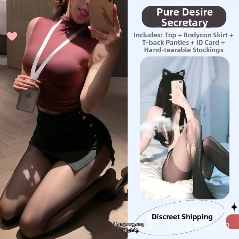 Боди с униформа за ролеви игра като секретарка, комплект бельо за жени, полиестер 90–95%, пролет 2025