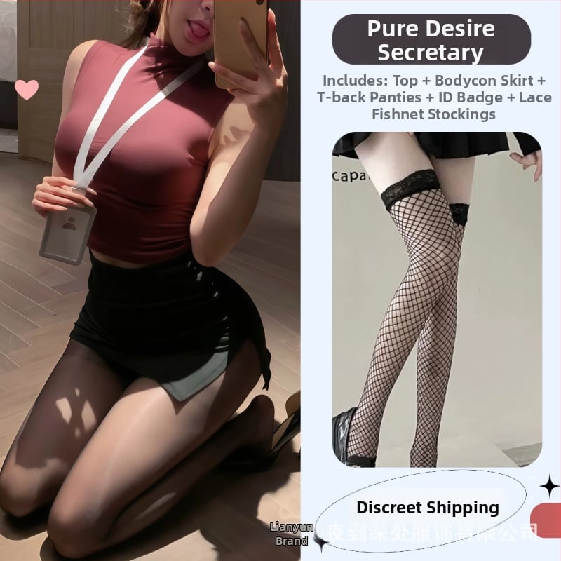 Боди с униформа за ролеви игра като секретарка, комплект бельо за жени, полиестер 90–95%, пролет 2025