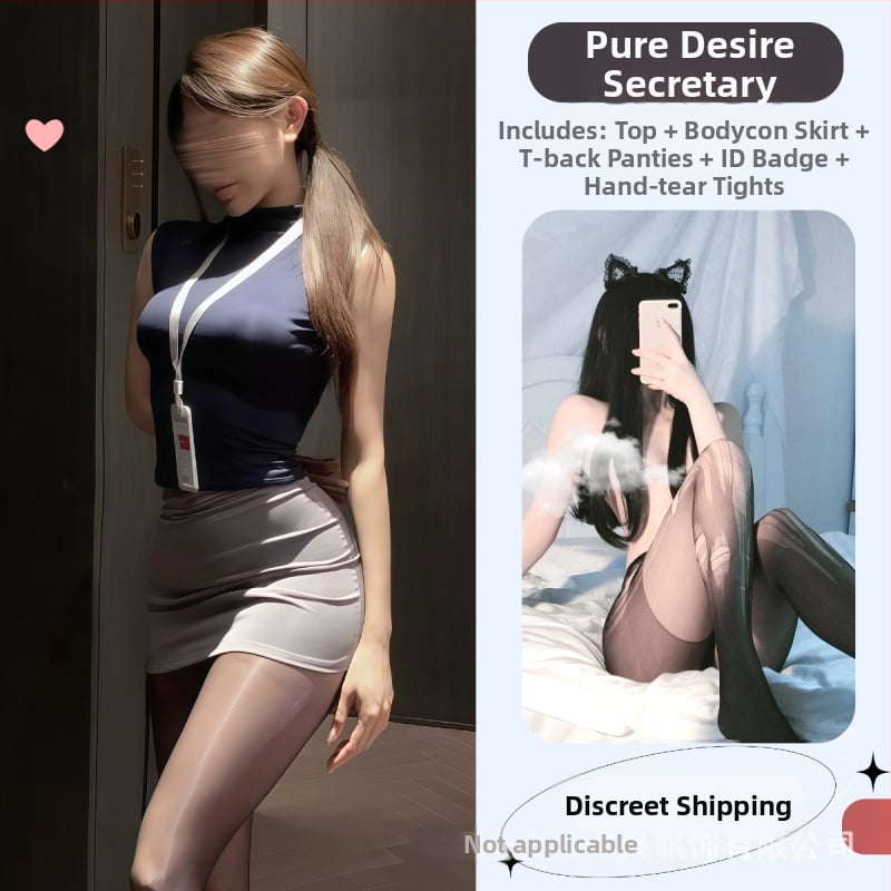 Боди с униформа за ролеви игра като секретарка, комплект бельо за жени, полиестер 90–95%, пролет 2025