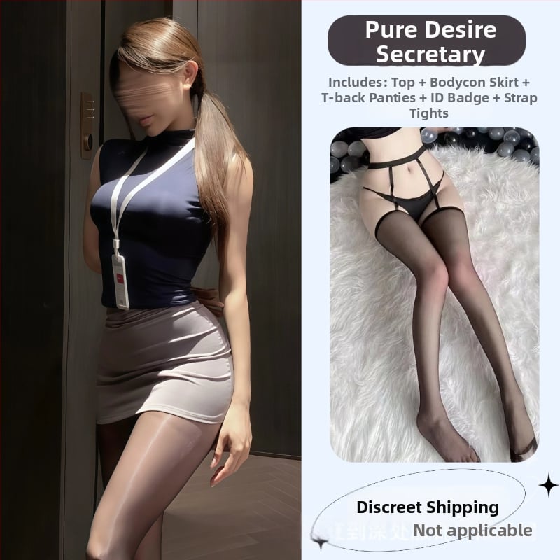Боди с униформа за ролеви игра като секретарка, комплект бельо за жени, полиестер 90–95%, пролет 2025