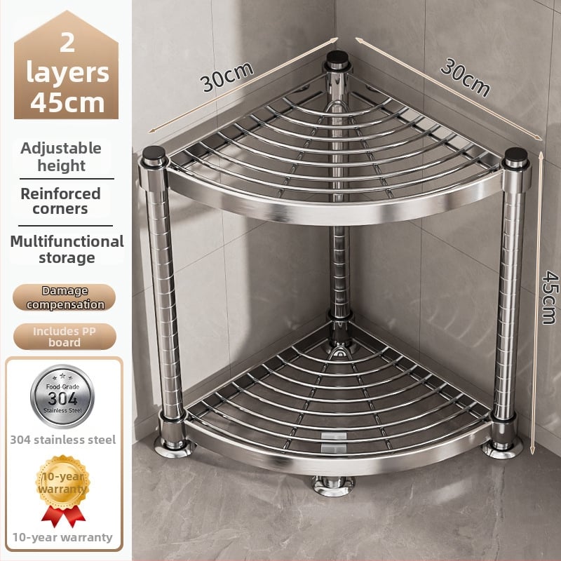 Raft de baie din oțel inoxidabil 304, montat în colț, pe podea, cu 5+ etaje, suprafață cu strat plastic, certificare CE