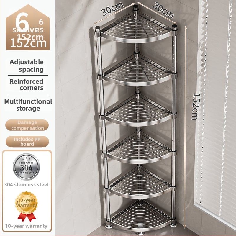 Raft de baie din oțel inoxidabil 304, montat în colț, pe podea, cu 5+ etaje, suprafață cu strat plastic, certificare CE