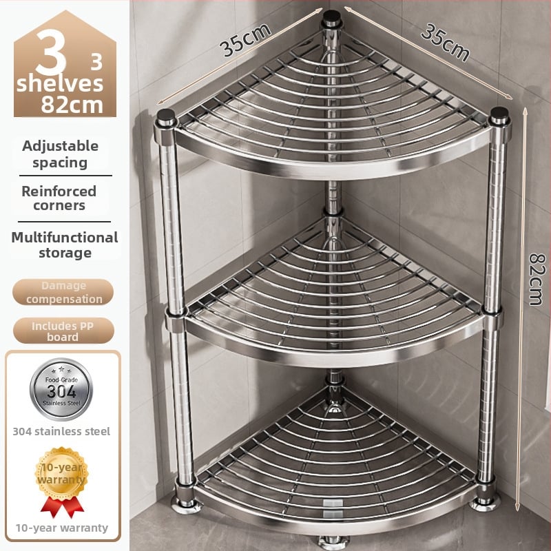 Raft de baie din oțel inoxidabil 304, montat în colț, pe podea, cu 5+ etaje, suprafață cu strat plastic, certificare CE