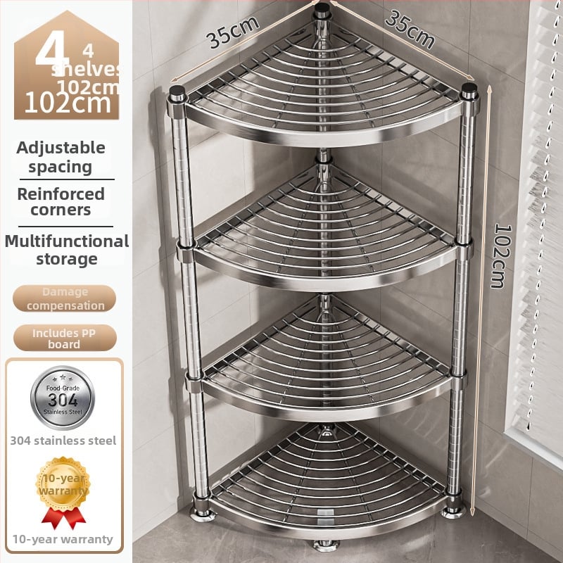 Raft de baie din oțel inoxidabil 304, montat în colț, pe podea, cu 5+ etaje, suprafață cu strat plastic, certificare CE