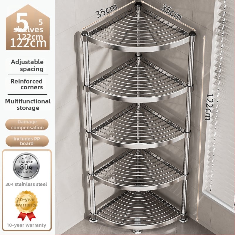 Raft de baie din oțel inoxidabil 304, montat în colț, pe podea, cu 5+ etaje, suprafață cu strat plastic, certificare CE