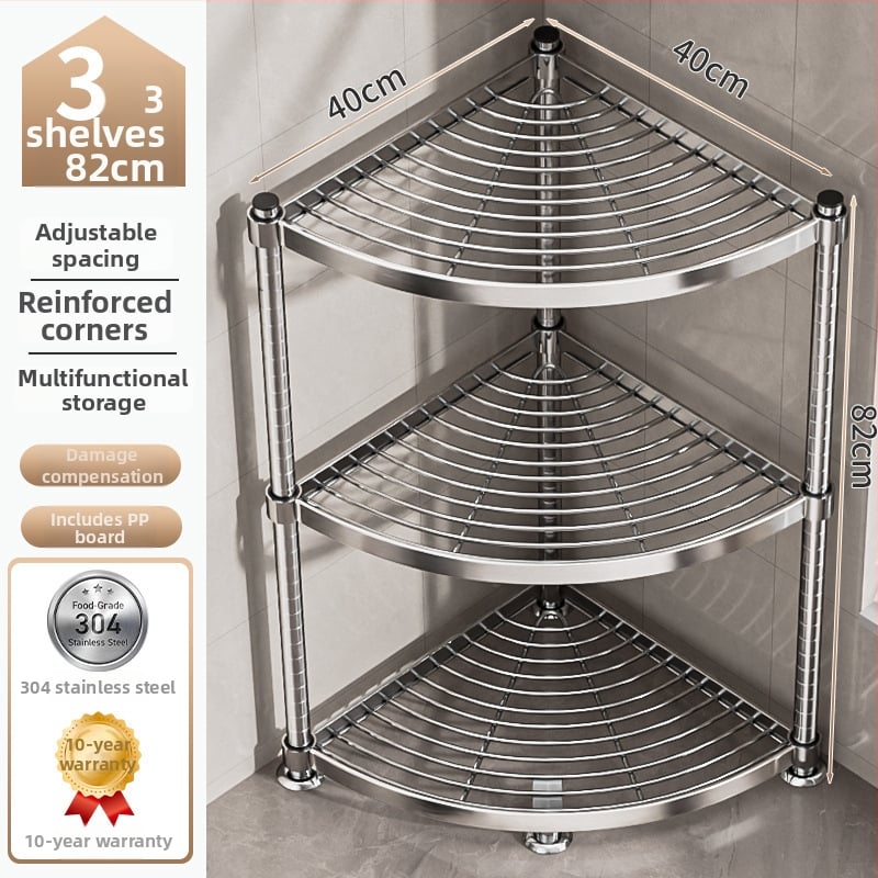 Raft de baie din oțel inoxidabil 304, montat în colț, pe podea, cu 5+ etaje, suprafață cu strat plastic, certificare CE