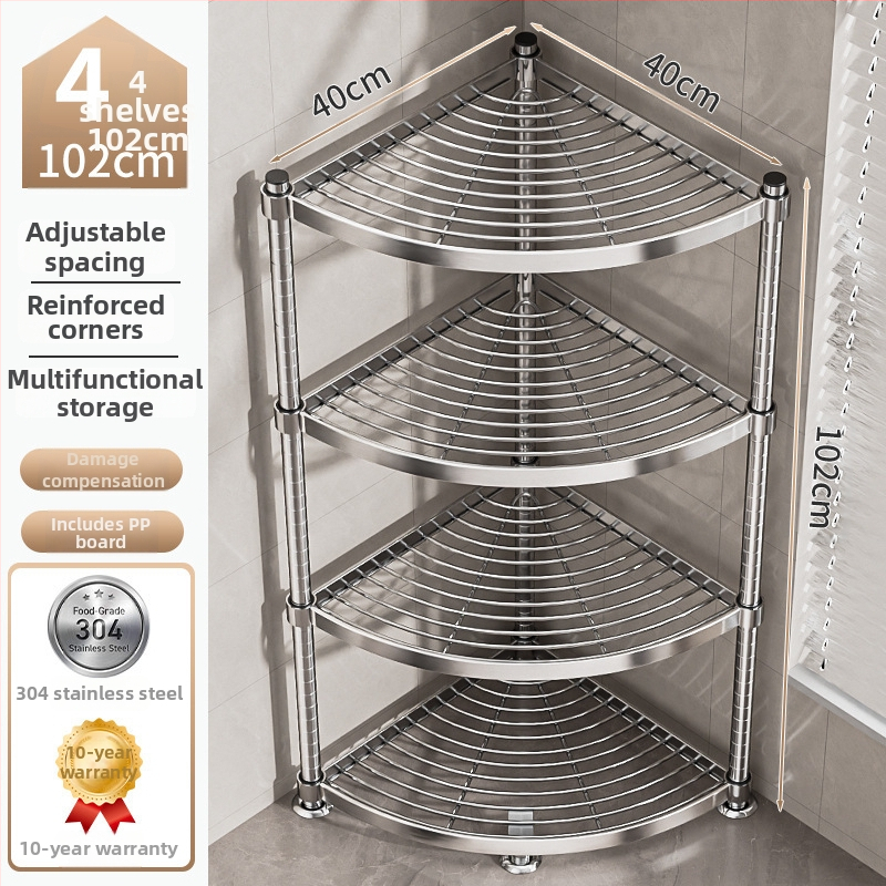 Raft de baie din oțel inoxidabil 304, montat în colț, pe podea, cu 5+ etaje, suprafață cu strat plastic, certificare CE