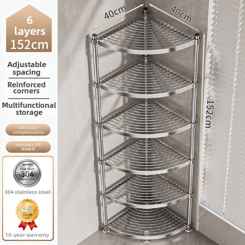 Raft de baie din oțel inoxidabil 304, montat în colț, pe podea, cu 5+ etaje, suprafață cu strat plastic, certificare CE