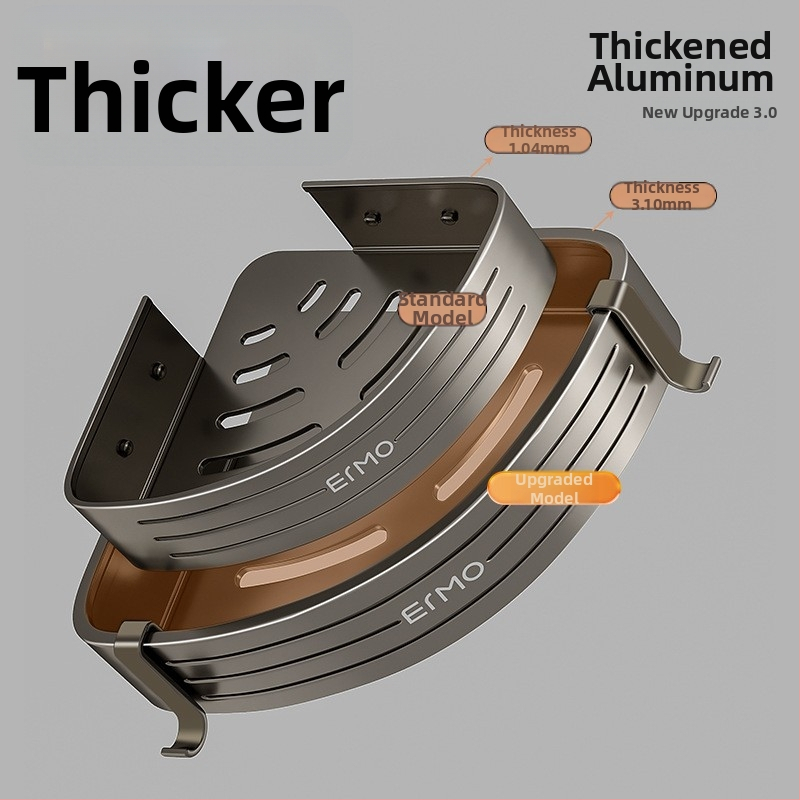 Vonios kambario kampinis sieninis laikiklis, aliuminio lydinys, 30 kg apkrova, montavimas be gręžimo