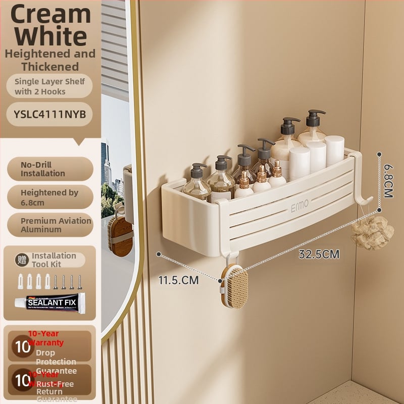 Vonios kambario kampinis sieninis laikiklis, aliuminio lydinys, 30 kg apkrova, montavimas be gręžimo