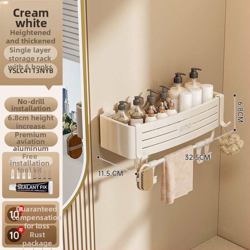 Vonios kambario kampinis sieninis laikiklis, aliuminio lydinys, 30 kg apkrova, montavimas be gręžimo