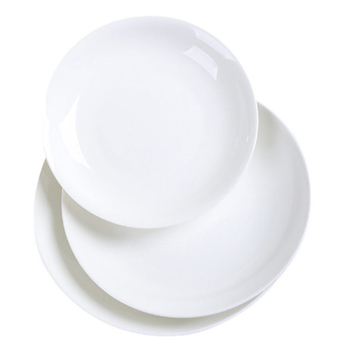 Porcelanski set tanjura, okrugli oblik, moderni minimalistički stil, pogodna za mikrovalnu, glazirana površina.