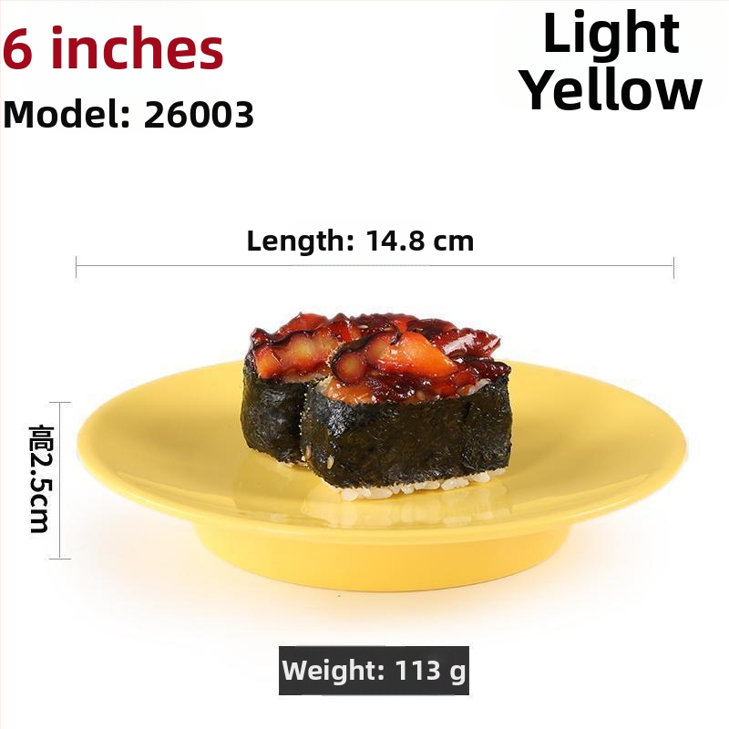 Чиния от меламинова имитация на порцелан, японски стил, кръгла форма, едноцветна глазирана повърхност, за търговска употреба