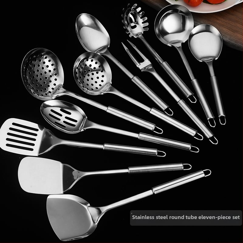 Σετ από ανοξείδωτο ατσάλι: 8 τεμάχια σπάτουλες και σουρωτήρι, μάρκα Laiya Xuan, αντιολισθητικός σχεδιασμός, λαβή από ανοξείδωτο χάλυβα