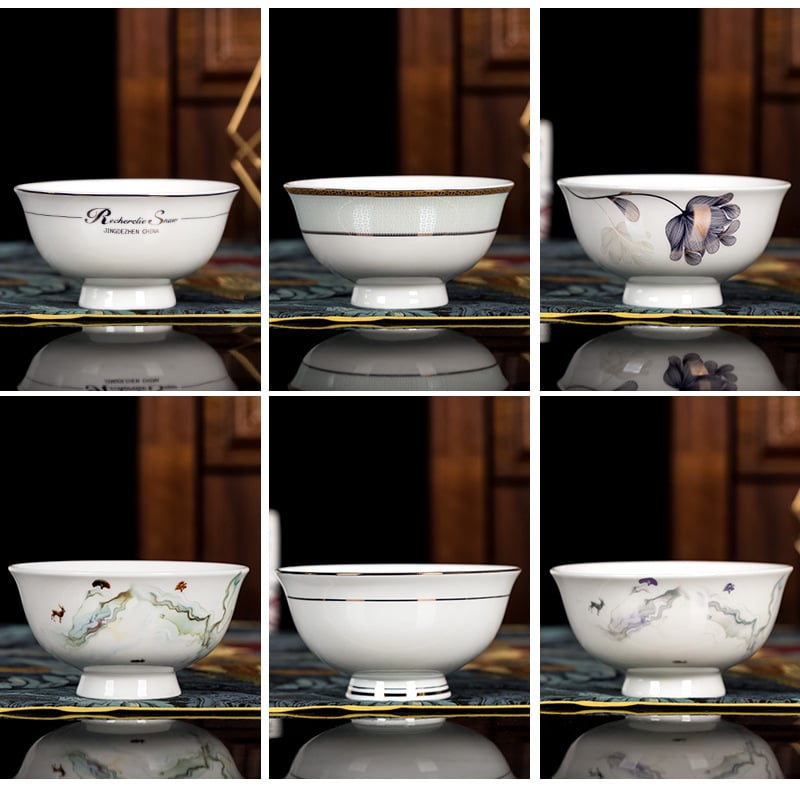 Porcelán tálak készlete, mikrohullámú sütőhöz használható, kör alakú, modern minimalista stílus, logó nyomtatva.