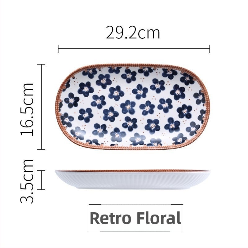 Porcelán tál aláglazúros mintával, modern minimalist design, kerek forma, mikrohullámú sütőben használható, desszert és rizs számára, ajándékba adható.