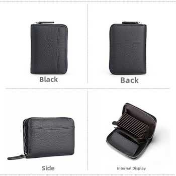 QB-886 natūralios odos kortelių laikiklis, vieno sulenkimo, poliesterio įdaila