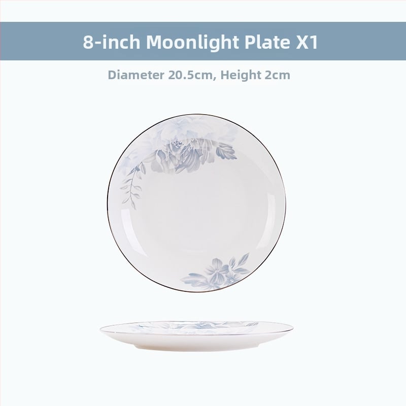 Csontporcelán rizses tálak készlet, virágos mintával, kerek formájú, mikrohullámú sütőben használható, glazúrozott felület