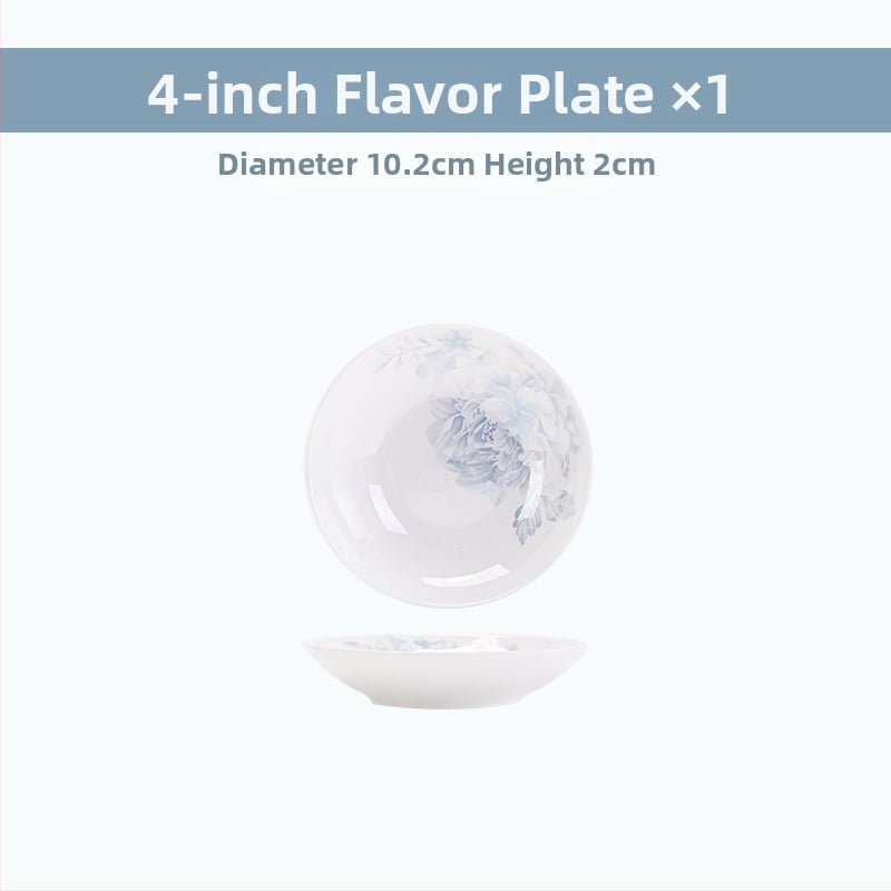 Csontporcelán rizses tálak készlet, virágos mintával, kerek formájú, mikrohullámú sütőben használható, glazúrozott felület