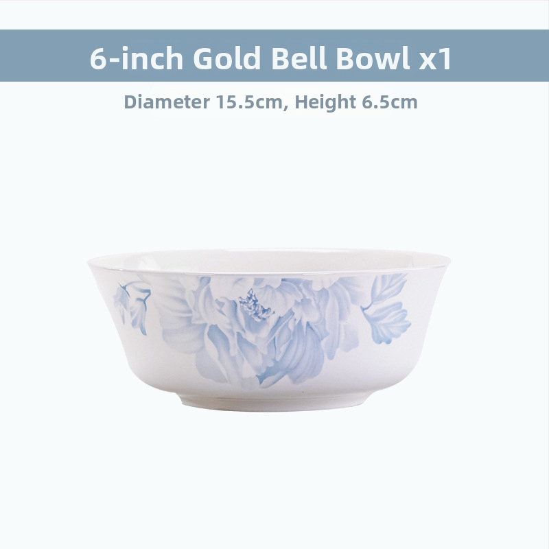 Csontporcelán rizses tálak készlet, virágos mintával, kerek formájú, mikrohullámú sütőben használható, glazúrozott felület