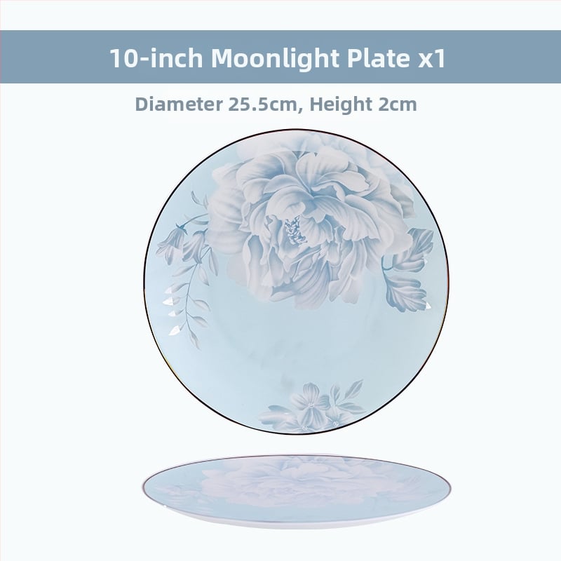 Csontporcelán rizses tálak készlet, virágos mintával, kerek formájú, mikrohullámú sütőben használható, glazúrozott felület