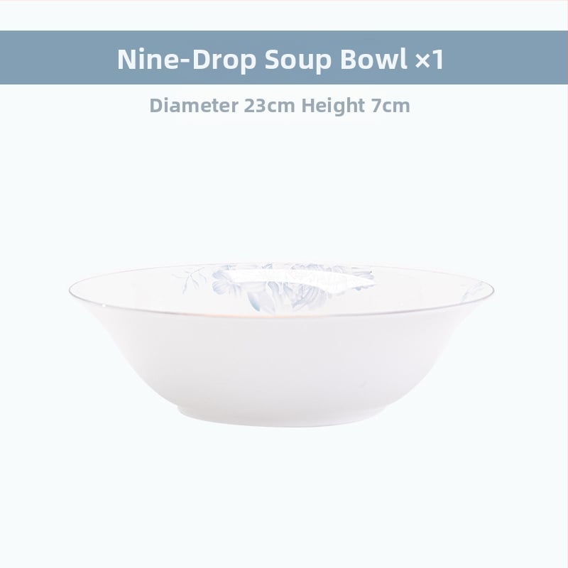 Csontporcelán rizses tálak készlet, virágos mintával, kerek formájú, mikrohullámú sütőben használható, glazúrozott felület