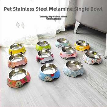 Vas de hrănire pentru pisici și câini, melamină, antiderapant, ușor de curățat, un singur bol