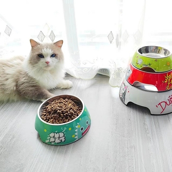 Vas de hrănire pentru pisici și câini, melamină, antiderapant, ușor de curățat, un singur bol