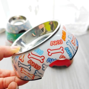 Vas de hrănire pentru pisici și câini, melamină, antiderapant, ușor de curățat, un singur bol