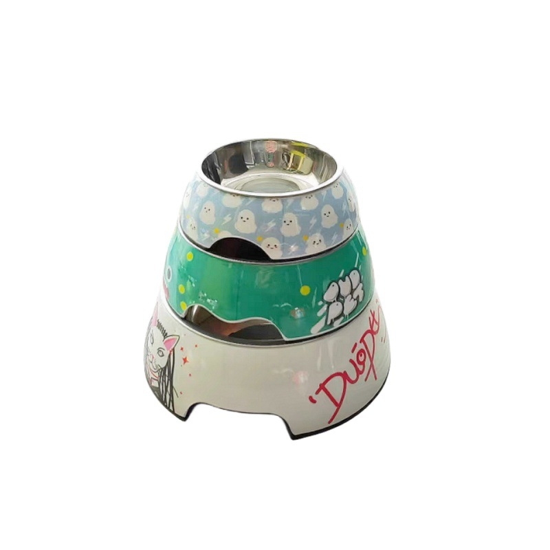 Vas de hrănire pentru pisici și câini, melamină, antiderapant, ușor de curățat, un singur bol