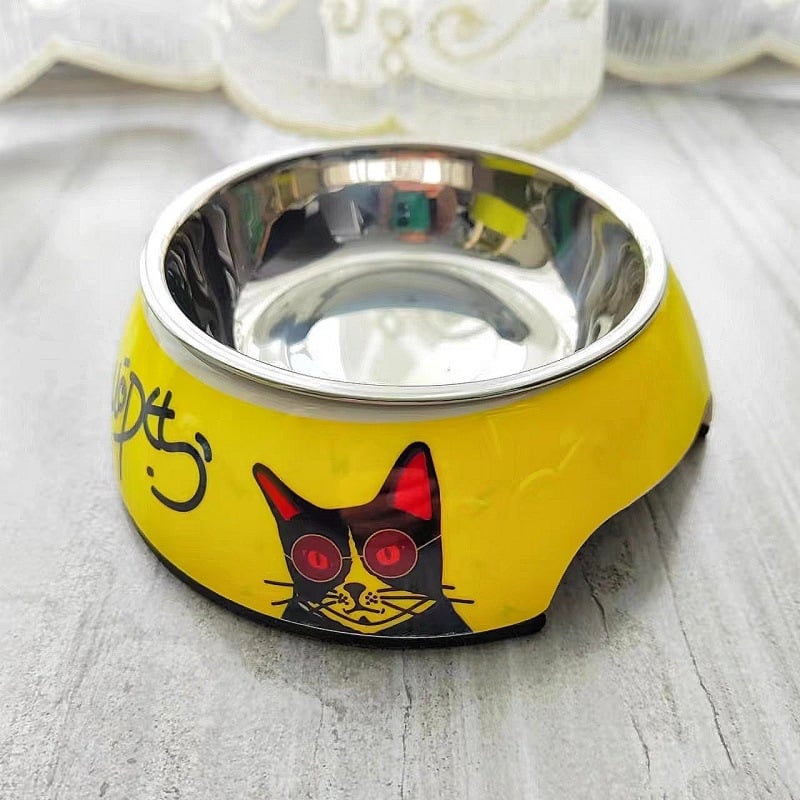 Vas de hrănire pentru pisici și câini, melamină, antiderapant, ușor de curățat, un singur bol