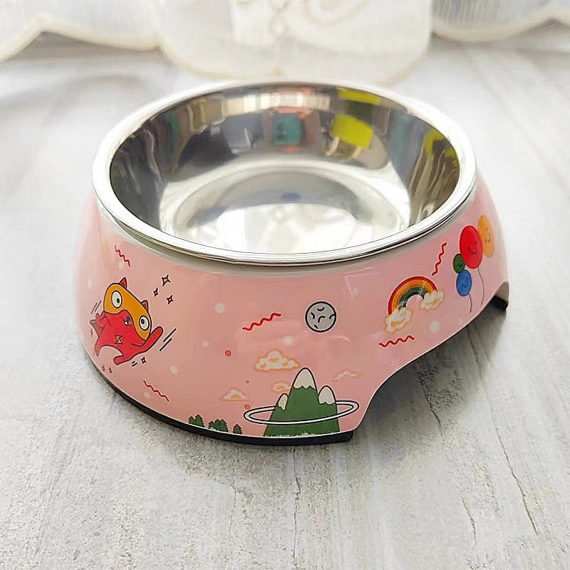 Vas de hrănire pentru pisici și câini, melamină, antiderapant, ușor de curățat, un singur bol