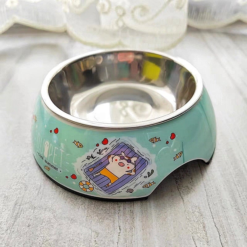 Vas de hrănire pentru pisici și câini, melamină, antiderapant, ușor de curățat, un singur bol