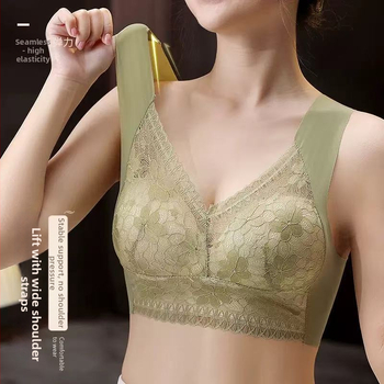 Безшевен дантелен жилет-бюстгальтер, Push-Up, Ice Silk, дишащ