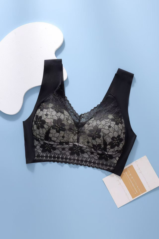 Безшевен дантелен жилет-бюстгальтер, Push-Up, Ice Silk, дишащ