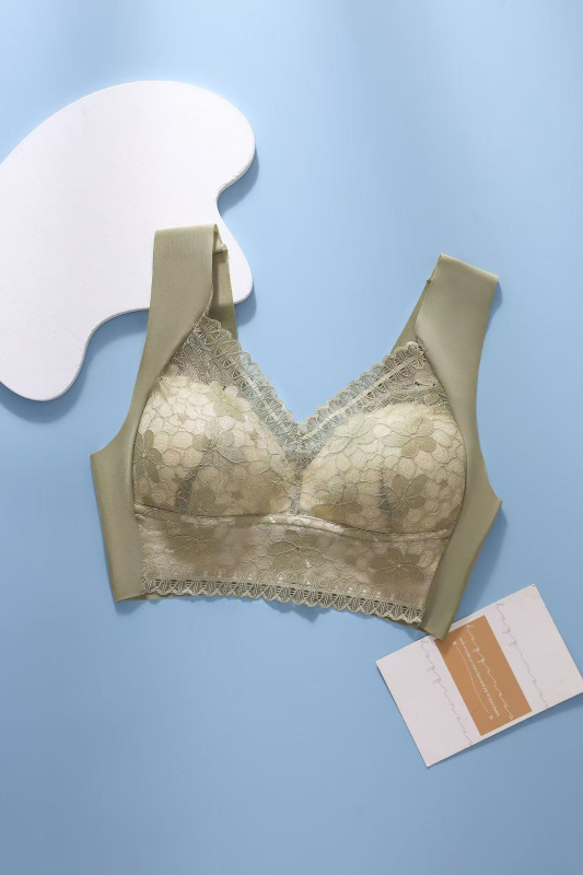 Безшевен дантелен жилет-бюстгальтер, Push-Up, Ice Silk, дишащ